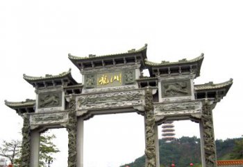徐州龙山景区大型石头雕塑牌楼，定制之选