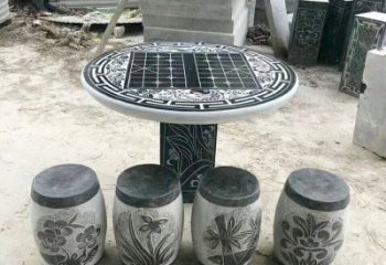 徐州精美梅兰竹菊形石桌凳，无与伦比的艺术美感