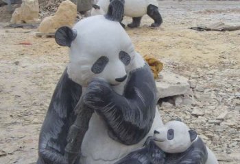 徐州母子熊猫石雕仿真动物雕塑