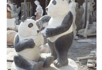 徐州母子熊猫石雕，传达真挚的亲情