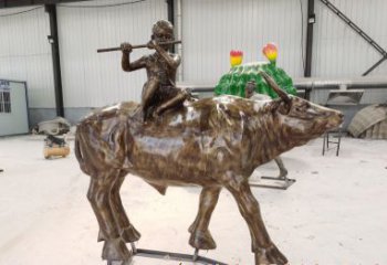 徐州五大牧童骑牛铜雕塑