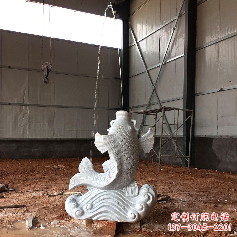 徐州汉白玉石鲤鱼雕塑,让你的梦想成真!