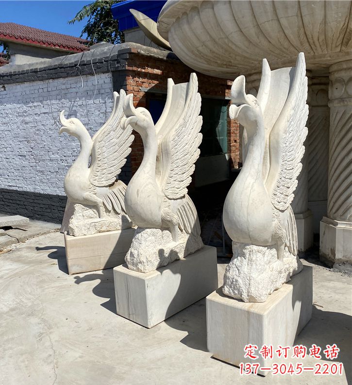 徐州喷水天鹅大理石公园水景动物雕塑