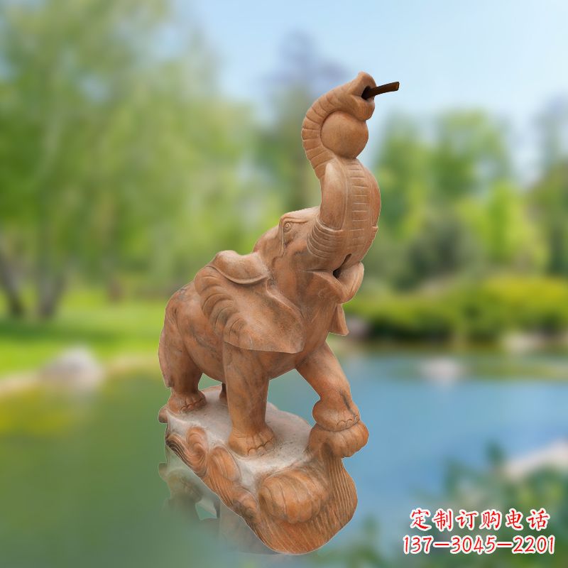 徐州喷水小象晚霞红石雕