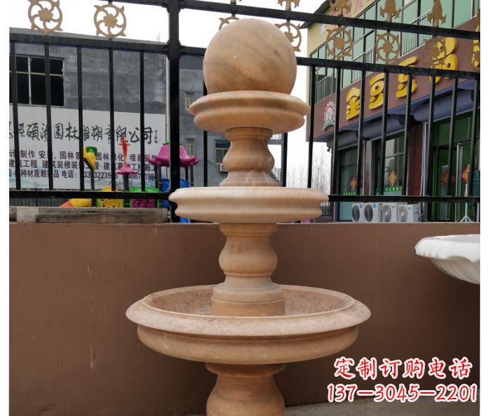 徐州风水球石雕，晚霞红别墅装饰精品