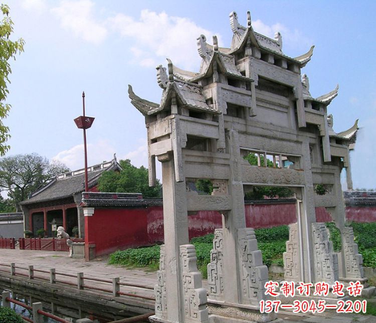 徐州三门大型牌坊石雕