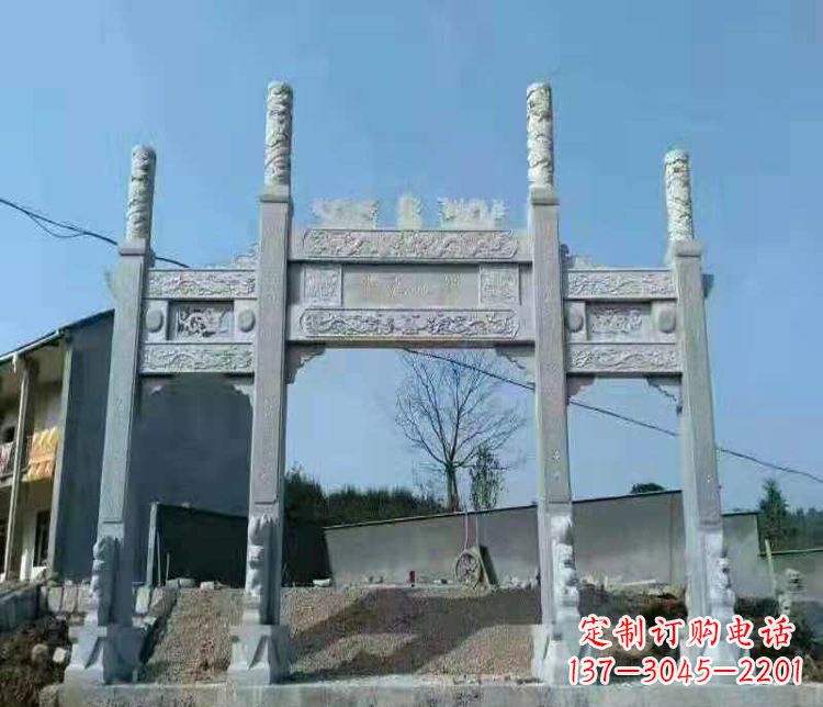 徐州三门仿古牌坊石雕 (4)