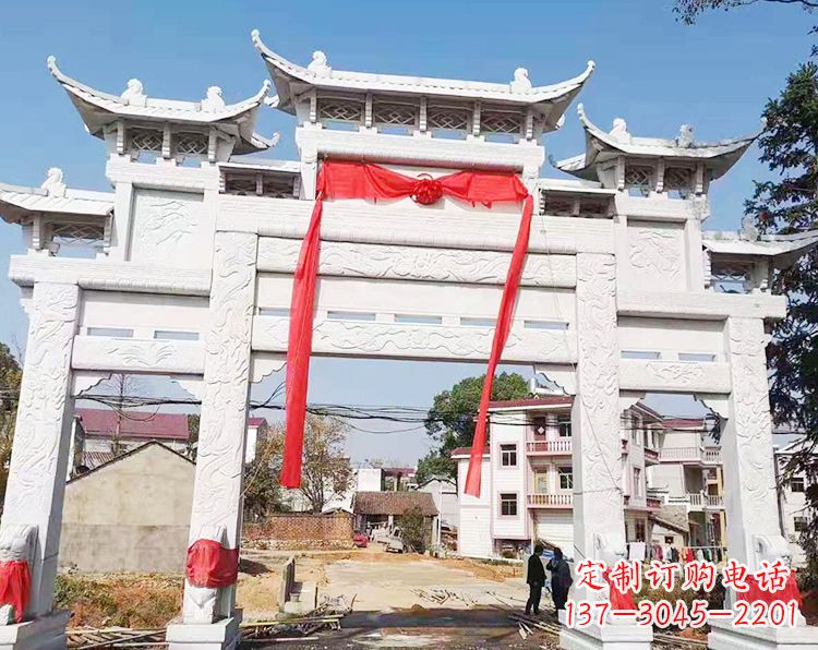 徐州三门三楼石雕牌坊:专业定制牌坊雕塑