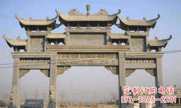 徐州特色街角石雕牌坊精致典雅的装点