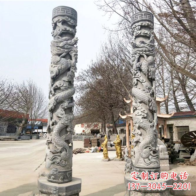 徐州中领雕塑传统工艺制作精美石雕盘龙柱