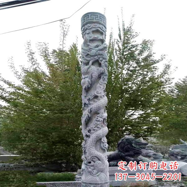 徐州华贵典雅的石雕盘龙柱雕塑