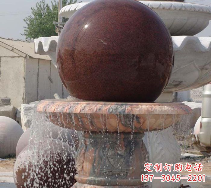 徐州石来运转小型风水球喷泉石雕