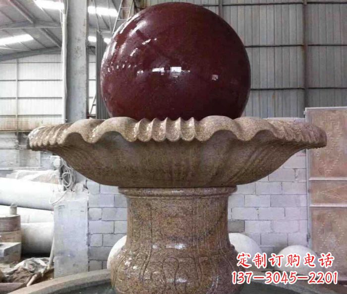 徐州石来运转小型风水球喷泉石雕 (2)