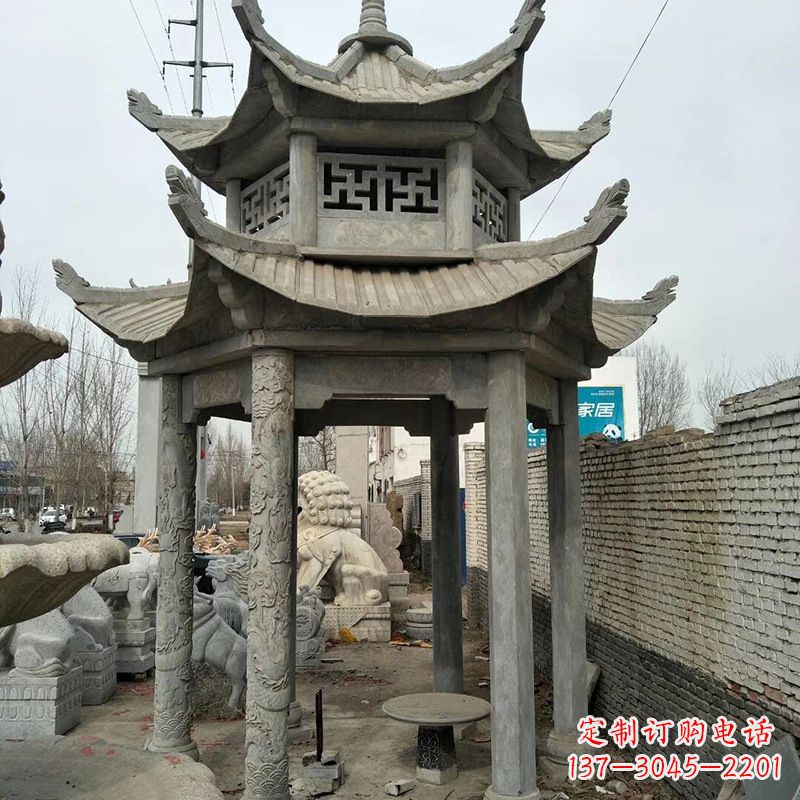 徐州双层大理石凉亭雕塑