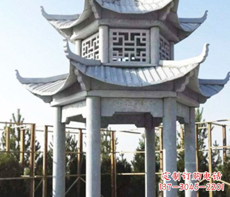 徐州双层仿古石凉亭石雕_2