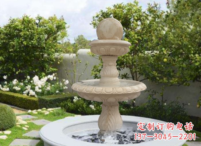 徐州双层风水球喷泉别墅石雕