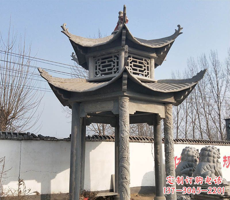 徐州双层户外凉亭石雕 (2)