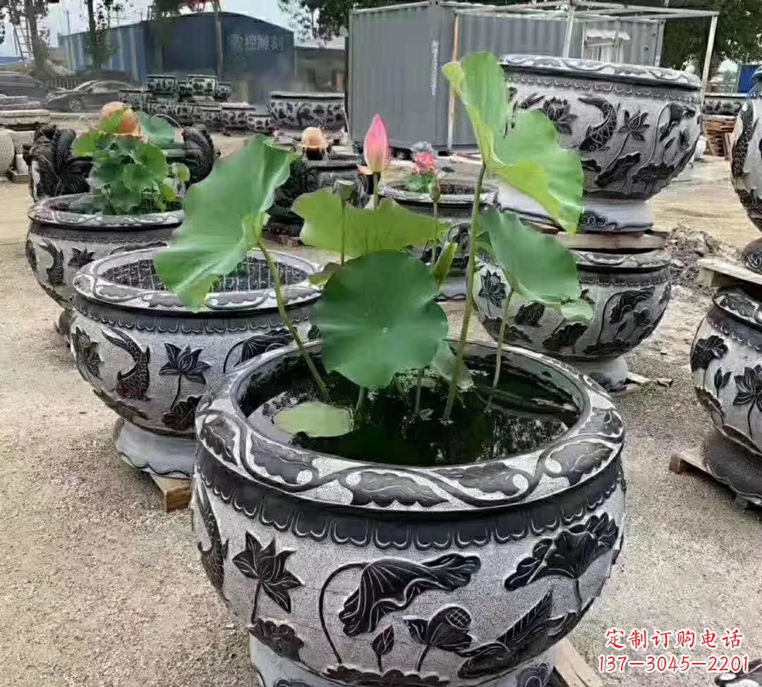徐州睡莲石浮雕花盆雕塑公园景观雕塑
