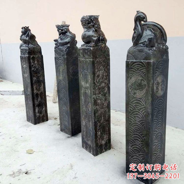 徐州四方神兽青石仿古栓马柱