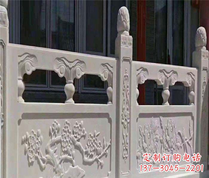 徐州寺庙景观汉白玉石浮雕栏板 (2)