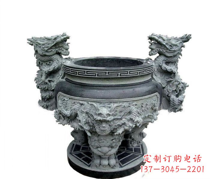 徐州寺庙景观龙头水缸石雕 (2)