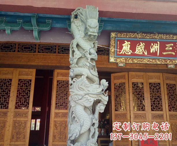 徐州寺庙景观龙柱石雕 (2)