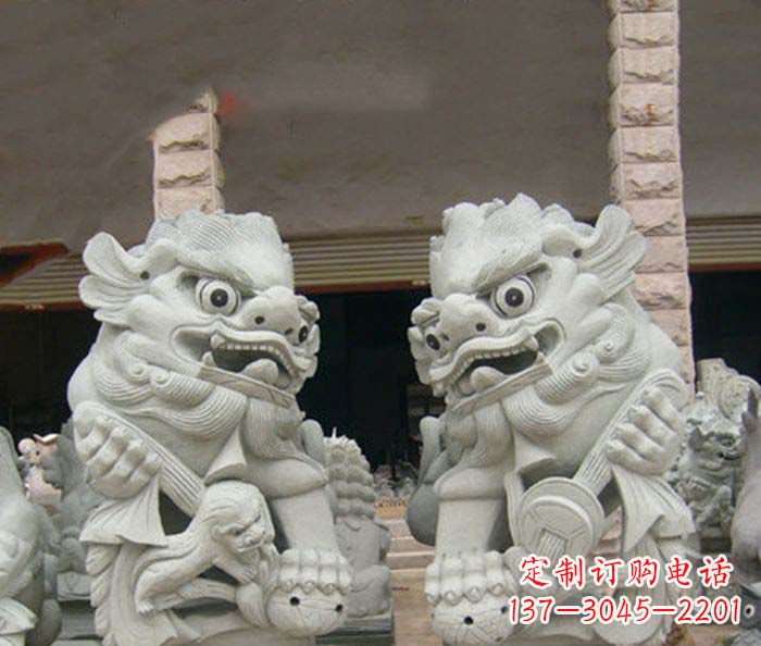 徐州寺庙景观南方狮子石雕 (2)