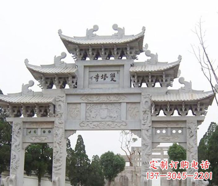 徐州寺庙三门牌坊石雕 (2)