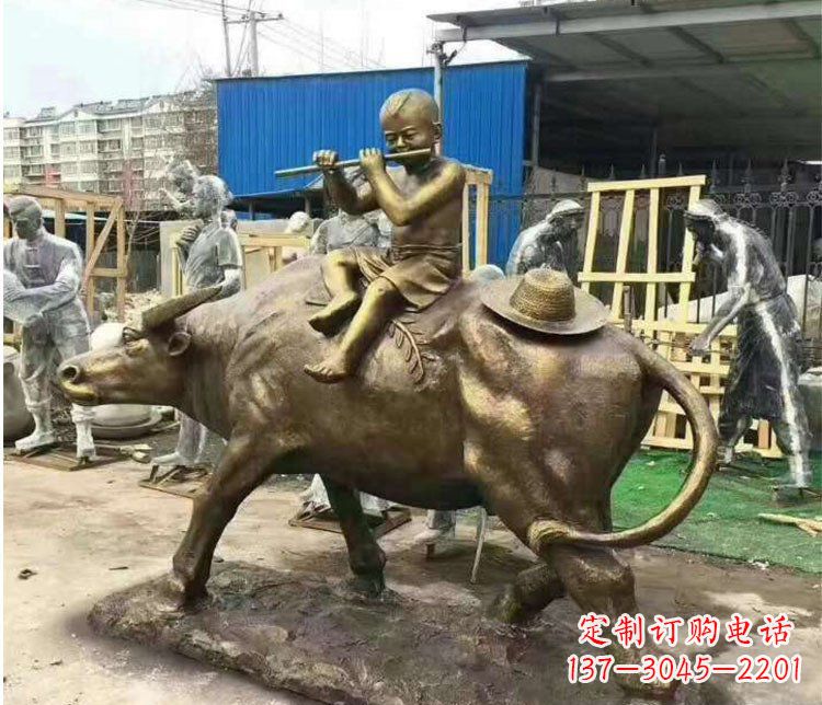 徐州铜雕户外牧童骑牛雕塑摆件