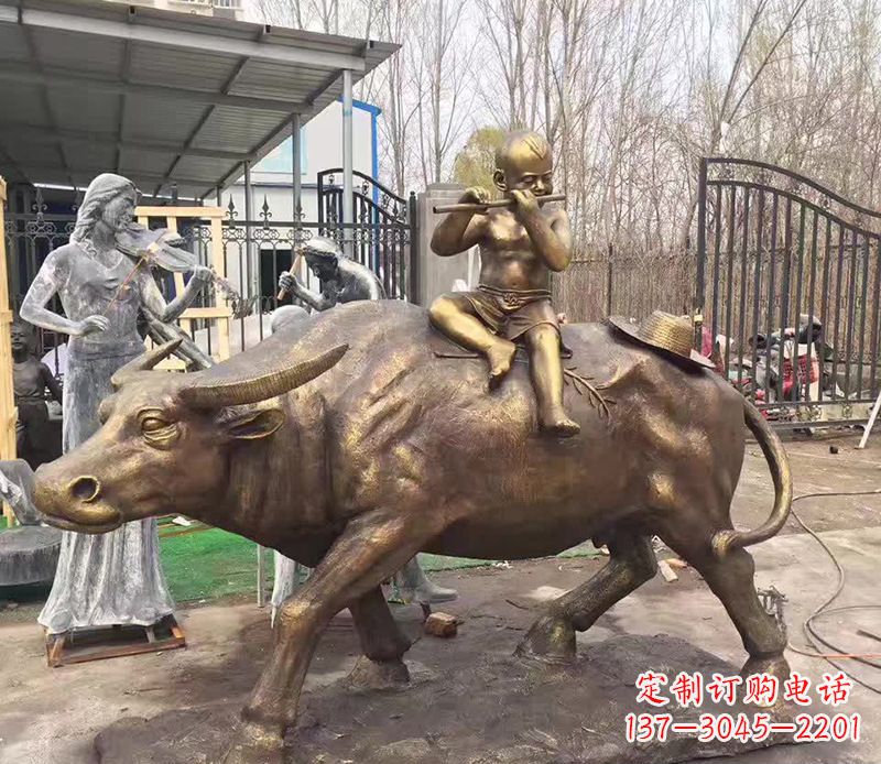 徐州铜雕户外牧童骑牛