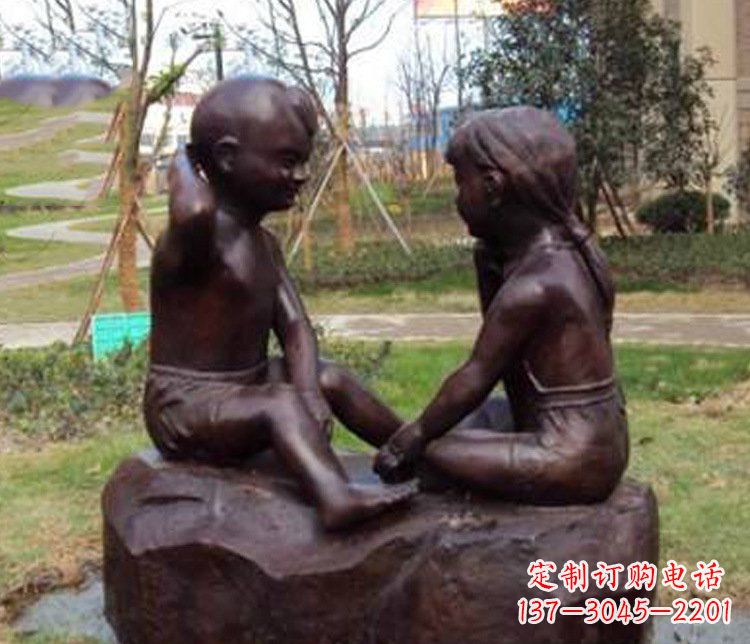 徐州铜雕小区玩游戏儿童雕塑
