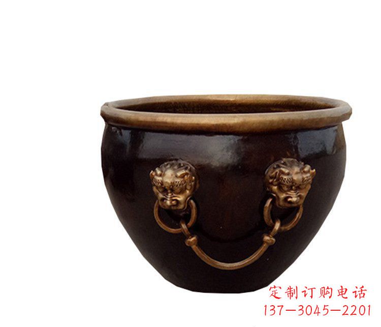 徐州铜雕圆形荷花水缸雕塑 (4)
