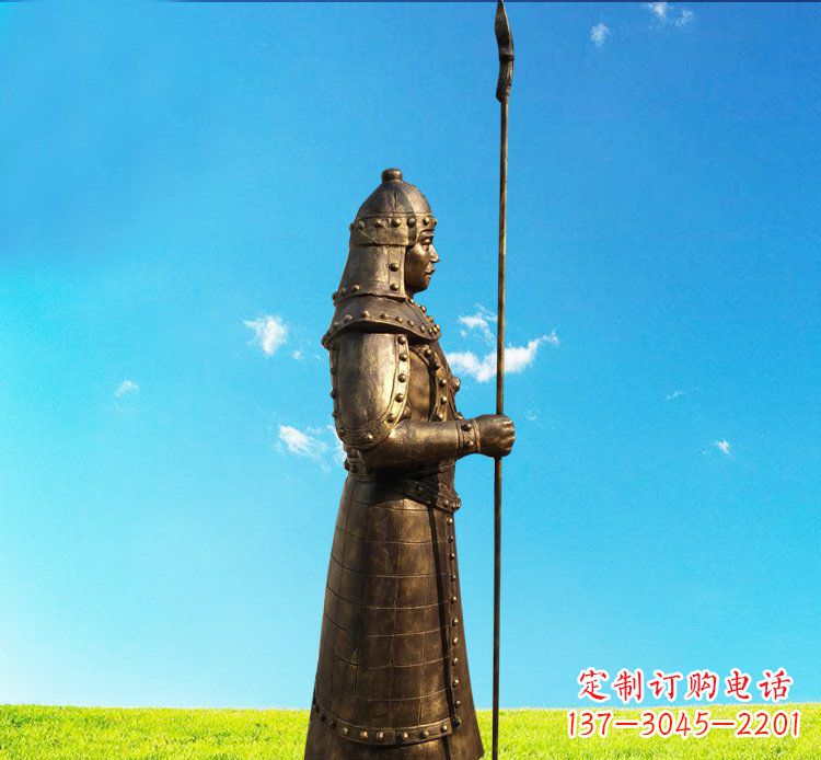 徐州铜雕战士站岗古代人物雕塑