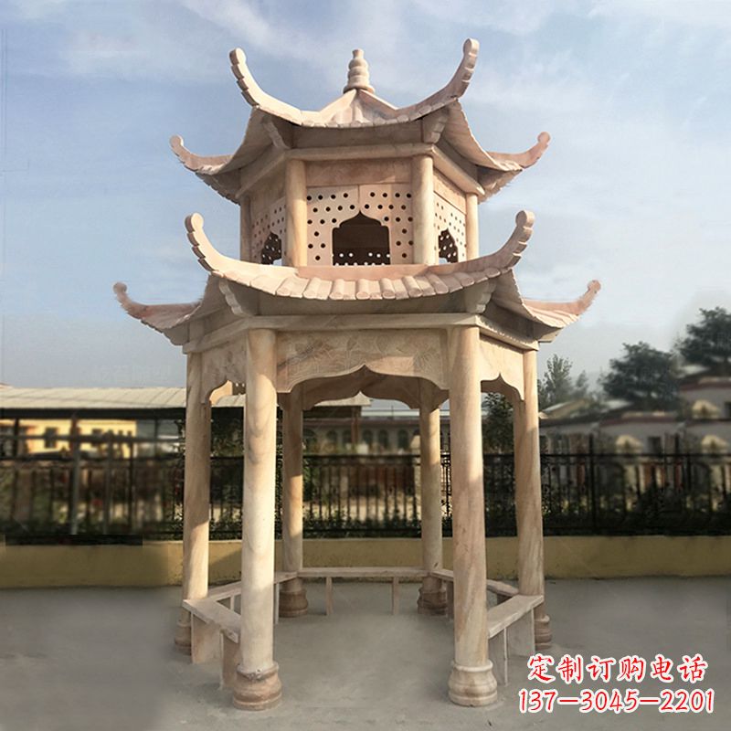 徐州晚霞红大理石凉亭雕塑