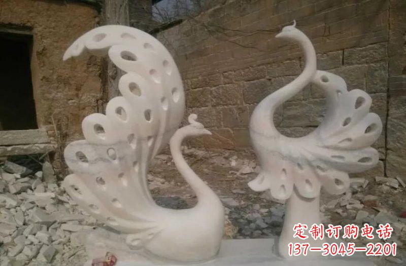 徐州晚霞红抽象石雕孔雀
