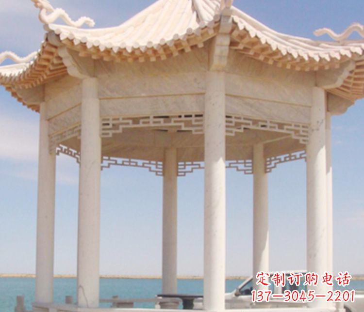 徐州晚霞红单层凉亭石雕