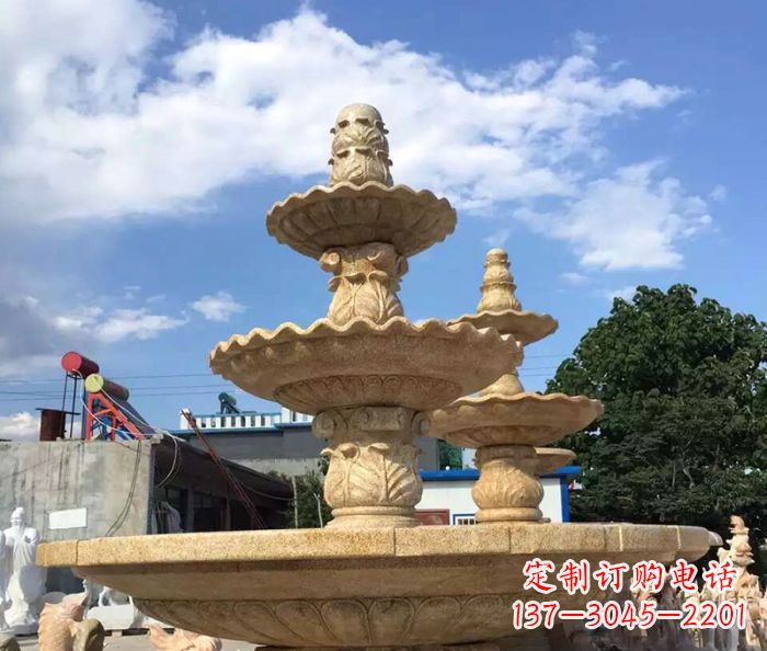 徐州晚霞红多层喷泉石雕