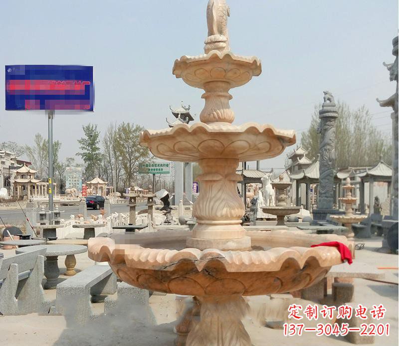 徐州晚霞红喷泉喷水盆石雕