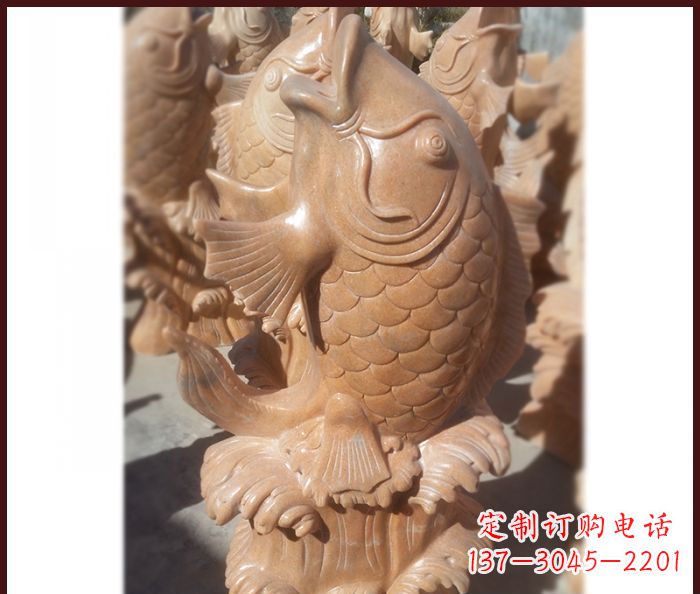 徐州晚霞红喷水鲤鱼石雕 (3)