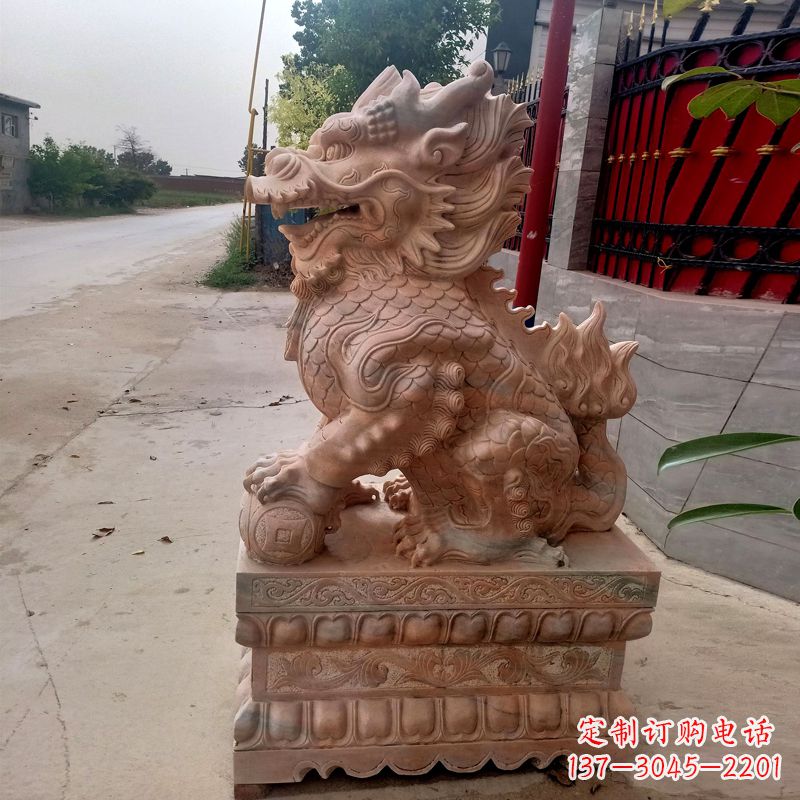 徐州晚霞红麒麟石雕