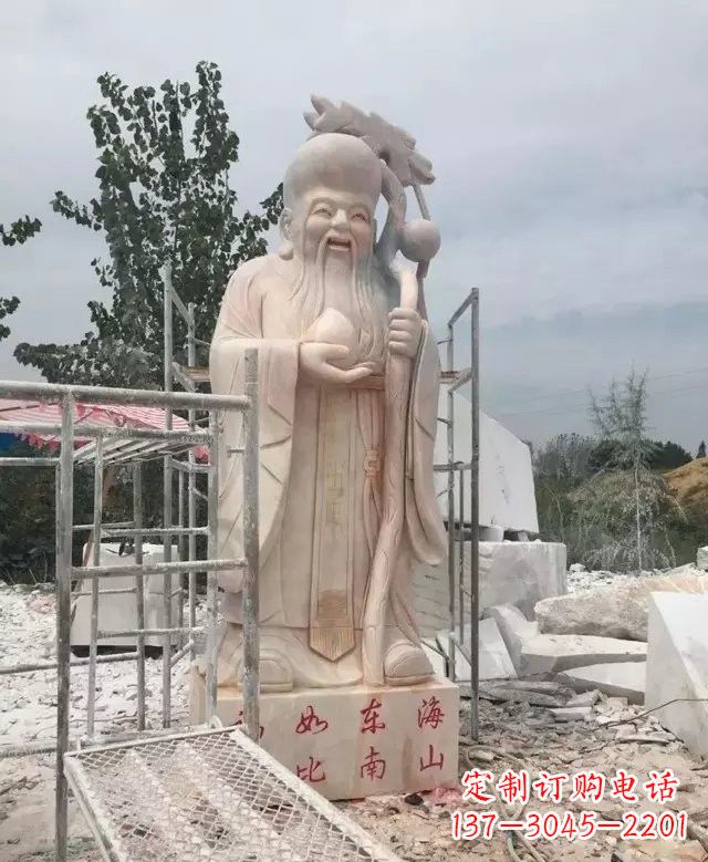 徐州晚霞红神像老寿星雕塑