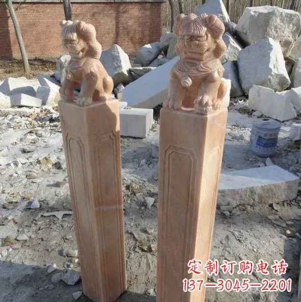 徐州晚霞红狮子拴马桩