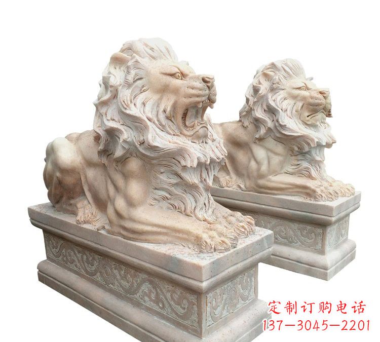 徐州晚霞红石材欧式狮子