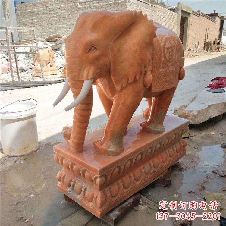 徐州晚霞红石雕大象