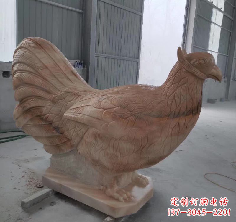 徐州晚霞红石雕母鸡