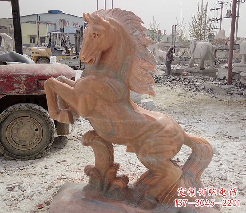 徐州晚霞红踏浪奔马石雕