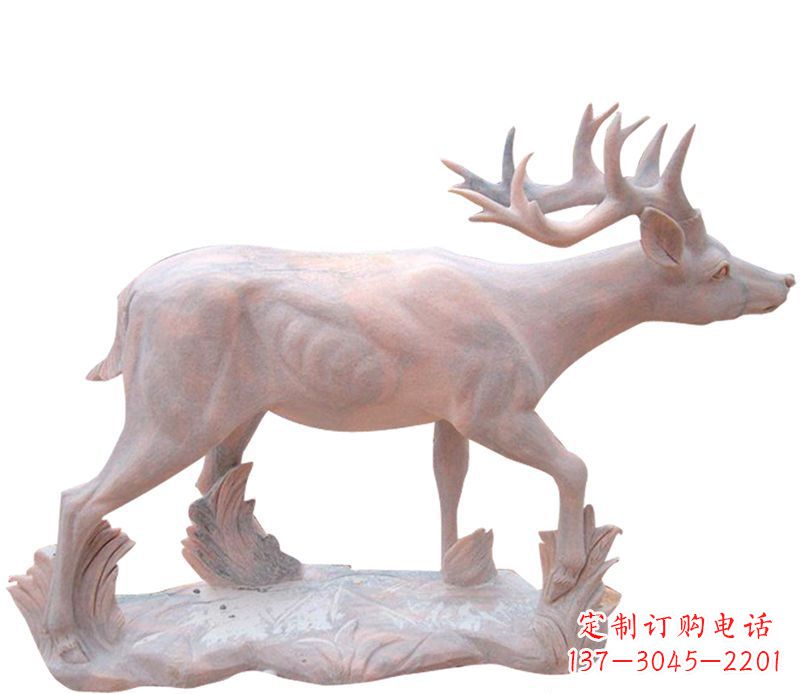 徐州晚霞红小鹿石雕