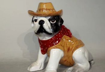 徐州任性可爱的牛仔造型斗牛犬雕塑