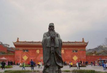 徐州传统文化艺术品，青铜孔子行教人物雕塑