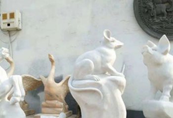 徐州独具个性的汉白玉老鼠石雕